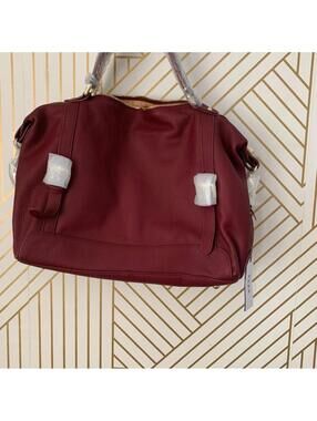 Ora Delphine NWT Adele Leather Satchel Handbag pebbled leather maroon burgundy